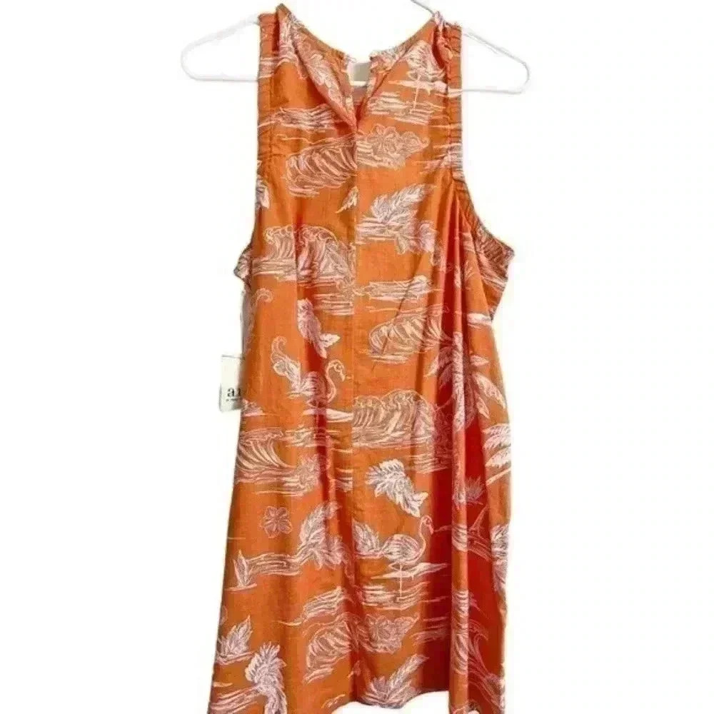 A.N.A. A‎ New Approach Oasis Waves Palm Trees Cotton Sleeveless Dress - Picture 5 of 8